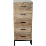 Chiffonnier 5 tiroirs 45x35x110 cm en manguier - kavaja
