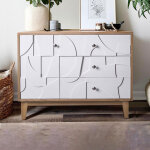 M&s - commode 3 tiroirs 1 porte 98x39x75cm en bois de pin - miroa