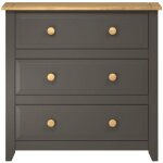 M&s - commode 3 tiroirs 83, 5x43, 5x80, 5 cm en pin gris foncé - vinuz M&s - commode 3 tiroirs 83, 5x43, 5x80, 5 cm en pin gris foncé - vinuz
