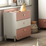 M&s - commode enfant 3 tiroirs 72, 8x40, 9x81, 6 cm blanc et rose - jasmine
