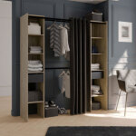 M&s - dressing 2 colonnes 1 rideau 182x50x200 cm effet ch�ne et noir