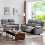 M&s - ensemble de canap�s 3 + 2 places relax manuel en pu gris clair - zolara