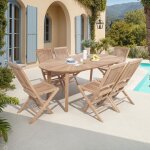 M&s - ensemble de jardin table ovale 180 cm + 6 chaises en teck - gardena