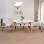 M&s - ensemble repas table naturel + 4 fauteuils velours beige - scandi M&s - ensemble repas table naturel + 4 fauteuils velours beige - scandi