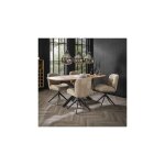 M&s - ensemble table 180 cm en acacia + 4 chaises en tissu bouclette sable