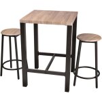 M&s - ensemble table et 2 tabourets ronds en bois naturel et m�tal noir - darcy