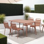 M&s - ensemble table de jardin + 4 chaises en m�tal terracotta - baca