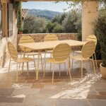 M&s - ensemble table de jardin + 6 chaises rondes en m�tal moutarde - baca