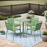 M&s - ensemble table de jardin carrée + 4 fauteuils en métal vert - baca M&s - ensemble table de jardin carrée + 4 fauteuils en métal vert - baca