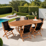 M&s - ensemble table de jardin en teck + 6 chaises en corde - gardena