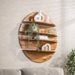 M&s - etagre murale ronde 4 pices 90x90x20 cm en bois de neem naturel