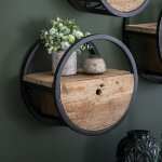 M&s - etagère murale ronde 40x25x40 cm en bois brut et métal - round M&s - etagère murale ronde 40x25x40 cm en bois brut et métal - round