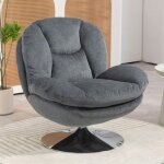 M&s - fauteuil cosy pivotant 81x84x 84cm en velours gris fonc - oryo