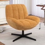 M&s - fauteuil pivotant 73x75x79 cm en tissu moutarde - veltis