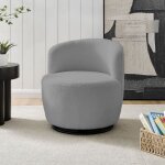 M&s - fauteuil pivotant en tissu bouclette gris clair - sherpa