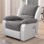 M&s - fauteuil relax lectrique releveur gris et pu blanc - valia