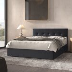 M&s - lit 160x200 cm avec tête de lit capitonnée noir - rym M&s - lit 160x200 cm avec tête de lit capitonnée noir - rym