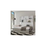 M&s - lit escamotable horizontal 140x200 cm dcor gris et blanc - hekla