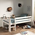 M&s - lit mi - hauteur avec échelle et une étagère 90x200 cm blanc - pino M&s - lit mi - hauteur avec échelle et une étagère 90x200 cm blanc - pino