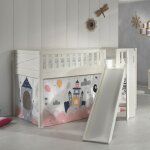 M&s - lit surélevé 90x200 cm avec toboggan décor princesse - nifty M&s - lit surélevé 90x200 cm avec toboggan décor princesse - nifty
