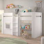 M&s - lit surelev� cabane 90x200 cm avec rideaux blanc