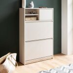 M&s - meuble  chaussures 3 portes 2 niches 71x24x110 cm blanc et noir