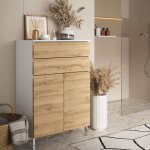 M&s - meuble de salle de bain 2 portes 2 tiroirs blanc et chne - shirbori