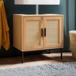 M&s - meuble sous lavabo 2 portes 60x40x60 cm effet ch�ne et rotin - mutra