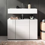 M&s - meuble sous lavabo 3 portes 82x32x56 cm blanc brillant - varka M&s - meuble sous lavabo 3 portes 82x32x56 cm blanc brillant - varka