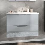 M&s - meuble sous lavabo suspendu avec vasque gris brillant - vazyo M&s - meuble sous lavabo suspendu avec vasque gris brillant - vazyo