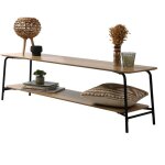 M&s - meuble tv 2 plateaux 150x40x43, 5 cm en dcor noyer et noir - liesten