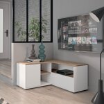 M&s - meuble tv d'angle 90x90x46 cm blanc et chne - squar