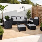 M&s - salon de jardin résine tressée 7 places + table basse rectangle noir M&s - salon de jardin résine tressée 7 places + table basse rectangle noir