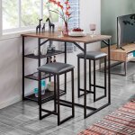 M&s - table de bar 107x60x91, 4 cm naturel + 2 tabourets noir