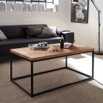 M&s - table basse 110x60x45 cm en chne massif et mtal