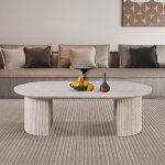 M&s - table basse 120x70x38 cm ovale d�cor travertin beige