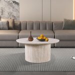 M&s - table basse 80x80x38 cm ronde d�cor travertin beige