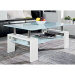 M&s - table basse double plateau en verre 100x60x45 cm dcor blanc