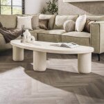 M&s - table basse forme organique 157x61x38 cm en marbre composite blanc