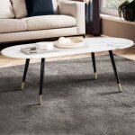 M&s - table basse ovale 120x60x41, 5 cm effet marbre blanc et dor� - trazi