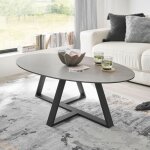 M&s - table basse ovale 120x70x35 cm en céramique gris et pied noir M&s - table basse ovale 120x70x35 cm en céramique gris et pied noir