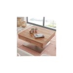 M&s - table basse avec plateau pivotant et rangement 75x75x38 cm dcor chne