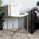 M&s - table basse ronde 60x60x45 cm en verre et m�tal dor�