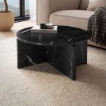 M&s - table basse ronde 70x33 cm effet marbre noir - eklea