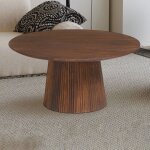 M&s - table basse ronde 80x80x38 cm en manguier marron - maguel
