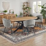 M&s - table extensible 180 - 240 cm + 4 chaises tissu bouclette gris - venter M&s - table extensible 180 - 240 cm + 4 chaises tissu bouclette gris - venter