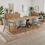 M&s - table extensible 180 - 300 cm + 6 chaises tissu bouclette gris - venter M&s - table extensible 180 - 300 cm + 6 chaises tissu bouclette gris - venter