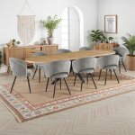 M&s - table extensible 180 - 300 cm + 8 chaises tissu bouclette gris - venter M&s - table extensible 180 - 300 cm + 8 chaises tissu bouclette gris - venter