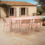 M&s - table de jardin + 6 fauteuils empilables en m�tal terracotta - baca