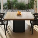 M&s - table à manger carrée 130 cm décor noyer et noir - dinny M&s - table à manger carrée 130 cm décor noyer et noir - dinny